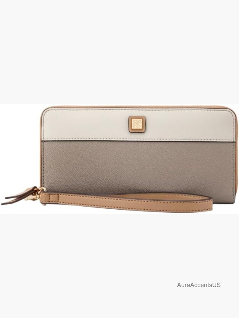 Zip Around Wallet With Detachable Wristlet - Compact 3-Compartment Organizer